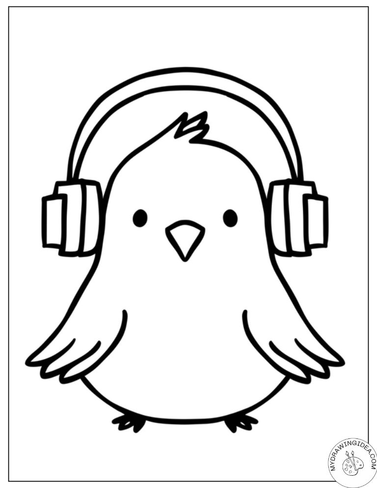 Chill Beats Feather Friend – Coloring Pages Birds Printable