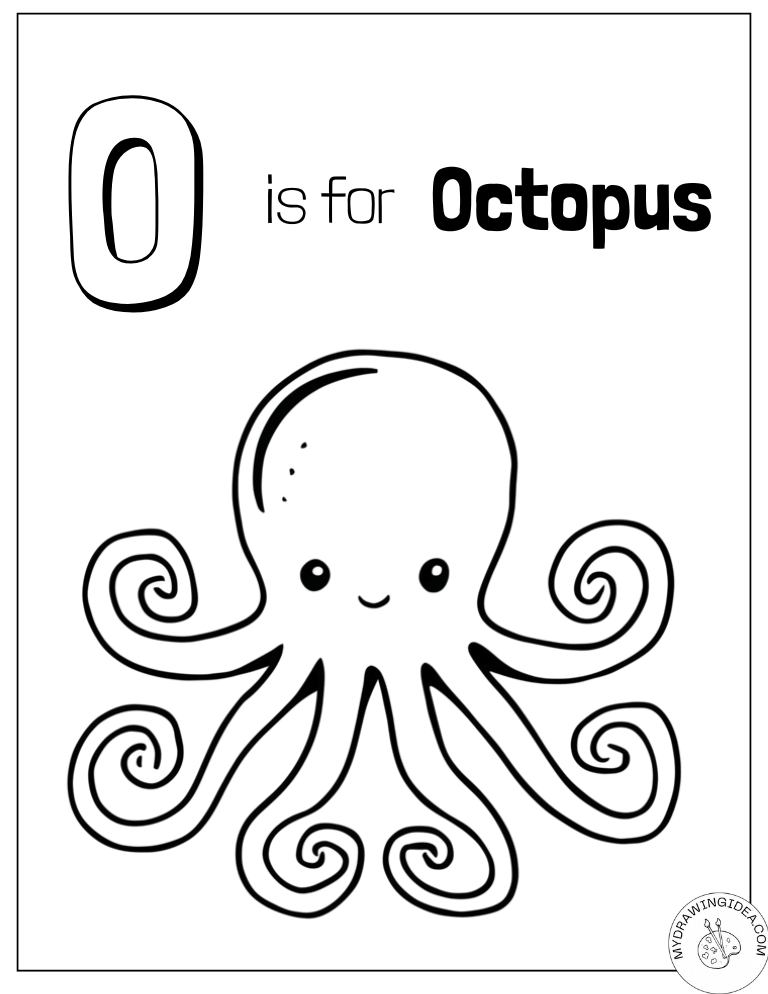 Happy Sea Creature Octopus Coloring Page Printable