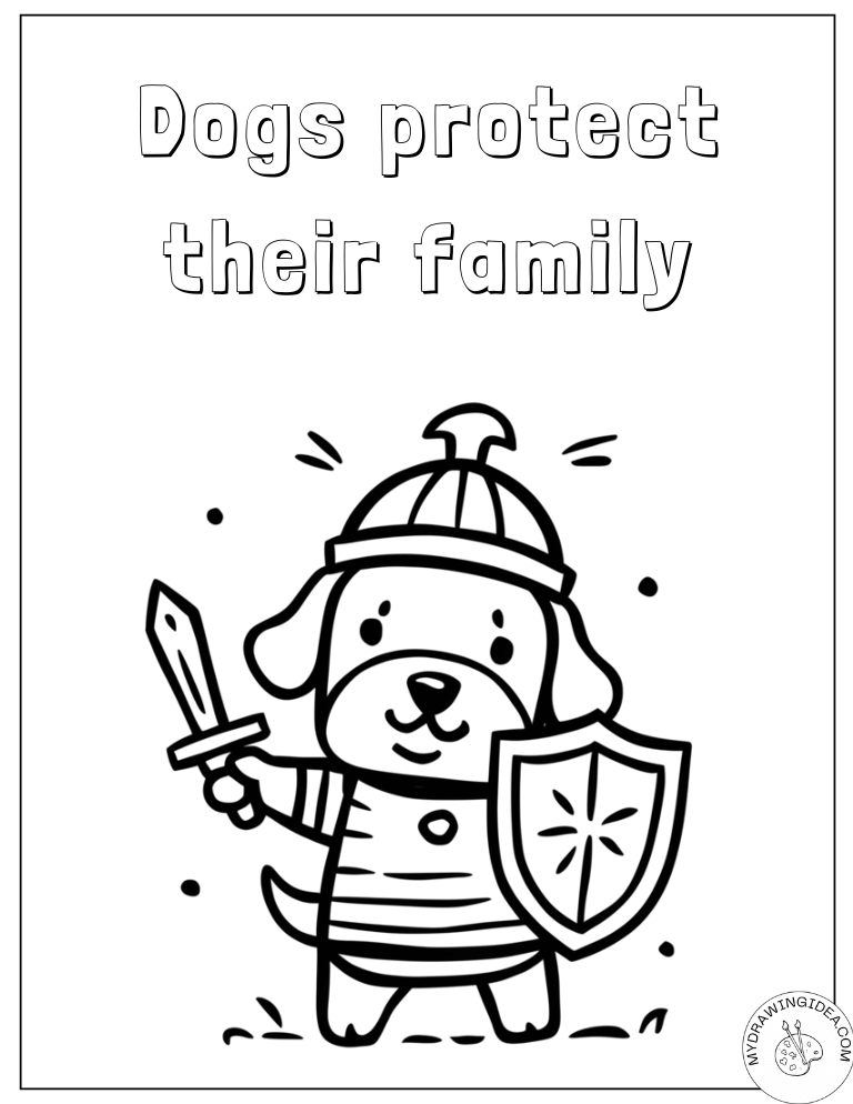 Knight Pup with Shield – Printable Coloring Pages of Puppie
