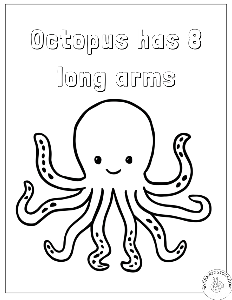 Learning Facts Fun Coloring Pages of Octopus with Text
