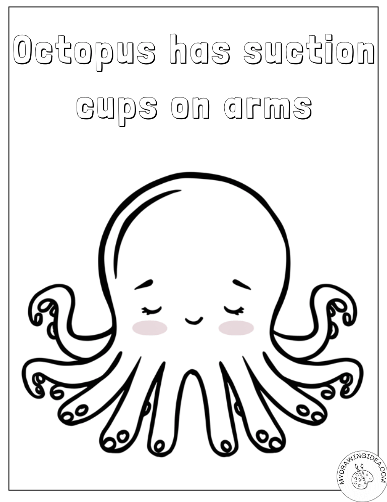 Peaceful Closed Eyes Coloring Pages Octopus with Rosy Cheeks